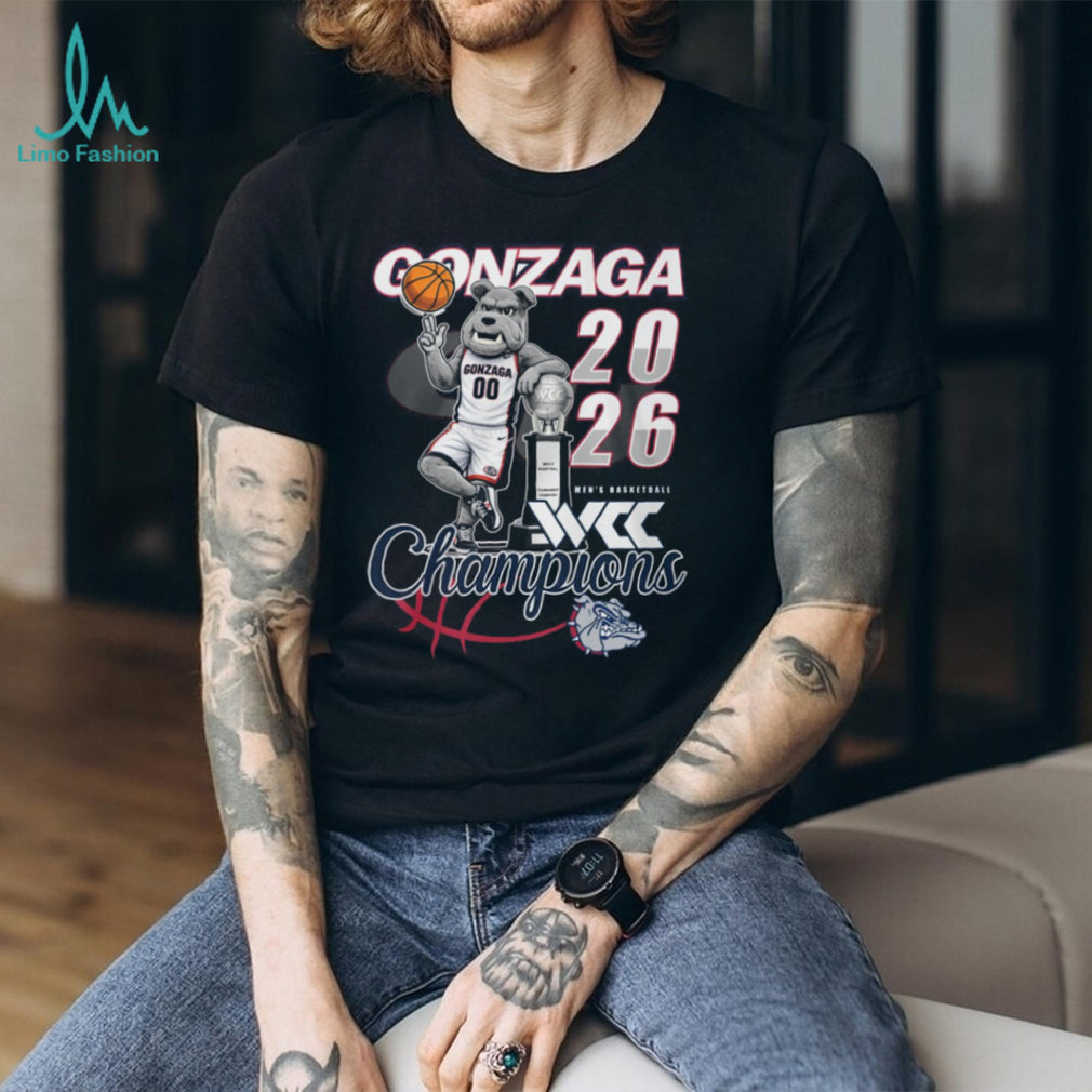 Gonzaga Bulldogs 2026 WCC Basketball Champions Mascot Trophy Graphic T Shirt