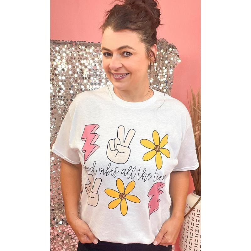 Good Vibe All The Time White Graphic Shirt Hoodie, Sweatshirt | UrbanDripWear.com