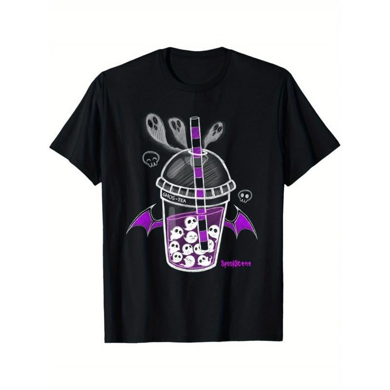 Gothic Horror Ghost Scene T-Shirt For Men In Black And Purple Alternative Style Hoodie, Sweatshirt | UrbanDripWear.com