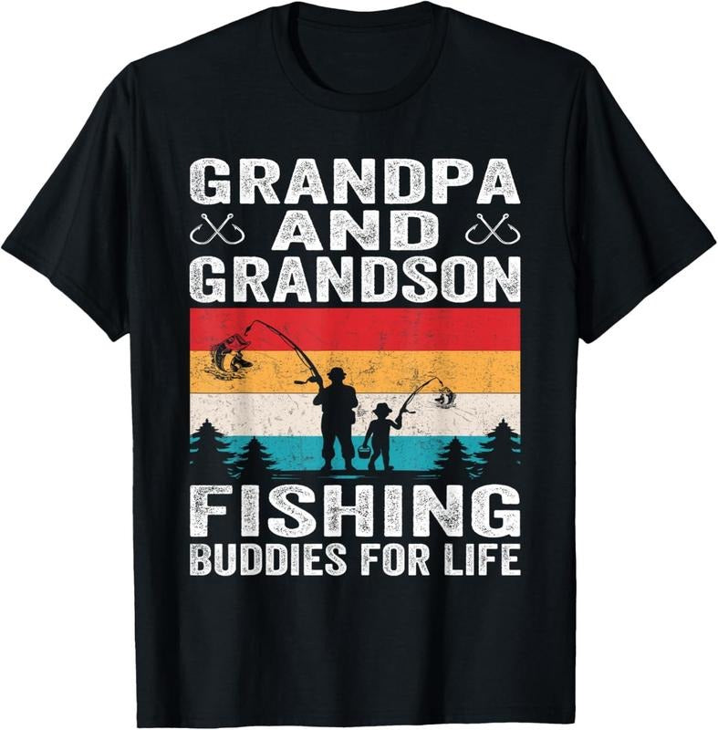 Grandpa and Grandson Fishing Buddies for Life Grandpa fisher T-Shirt Cotton Menswear Hoodie, Sweatshirt | UrbanDripWear.com