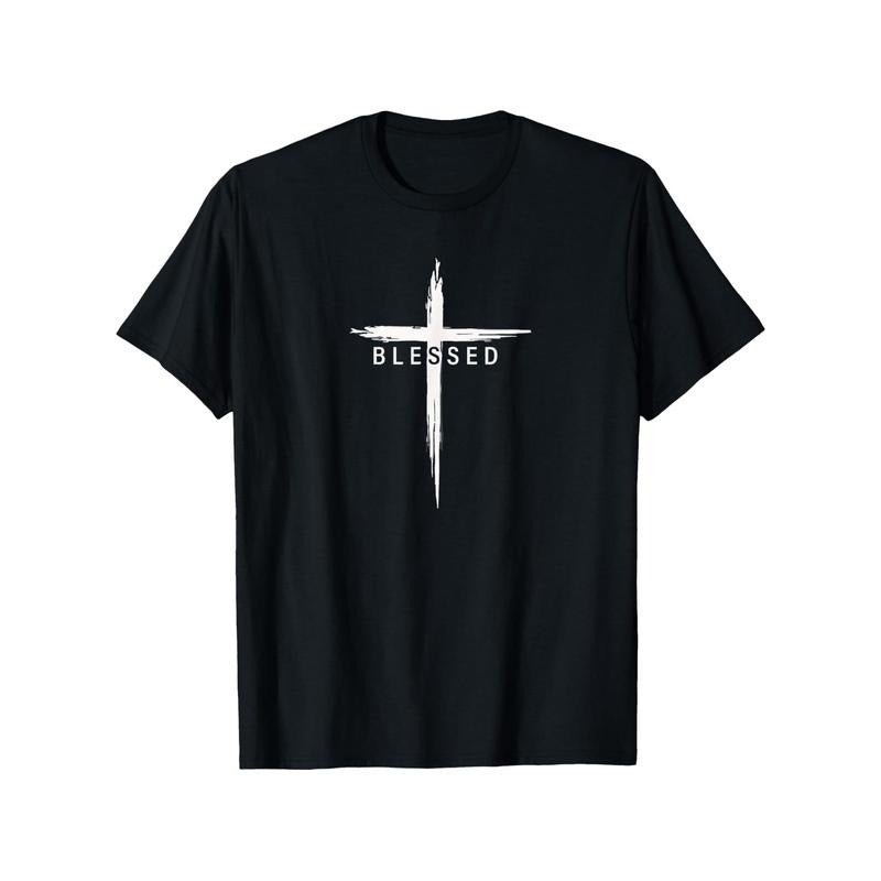 Graphic Christian Cross Jesus Christ Men'S And Women'S Blessing T-Shirt in Black, Summer Fashion, Breathable Casual...