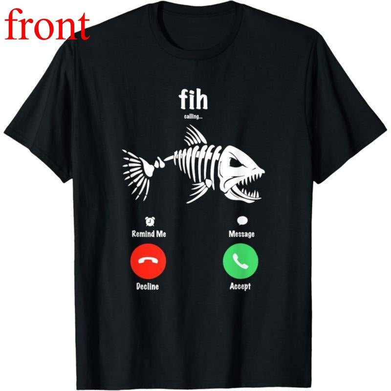 Graphic Print Shirts 100% Cotton Fih Calling Remind me Message Decline Accept Phone Call Fish Unisex T-Shirt Print Short...