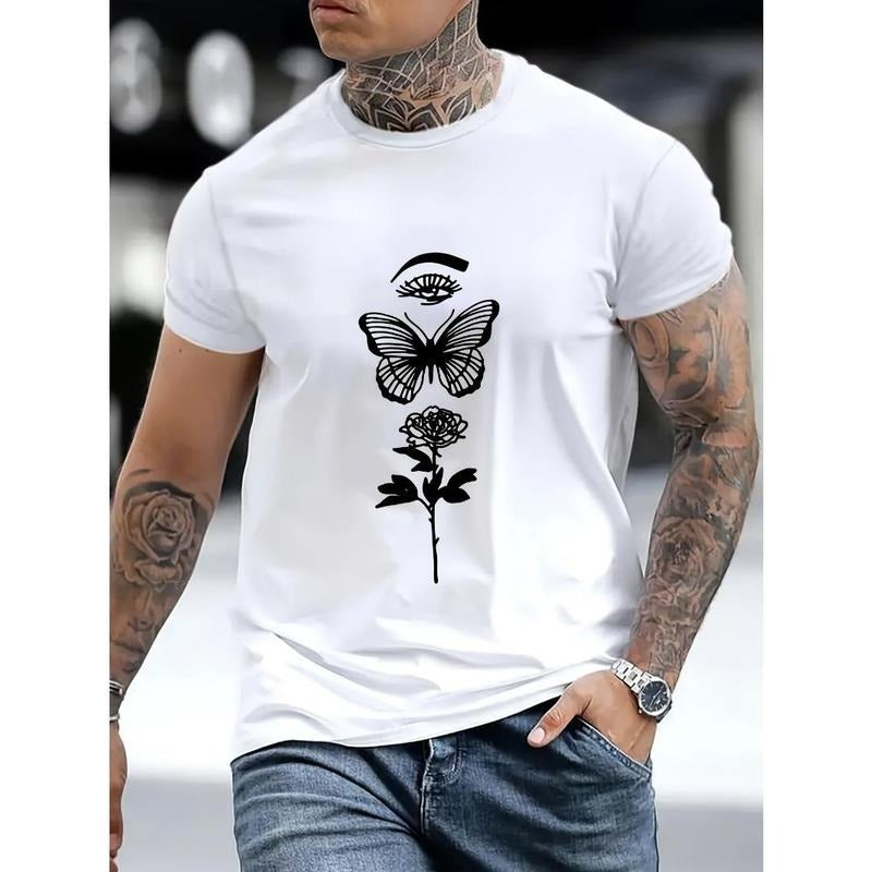 Graphic Printed T-shirt Men's Casual Summer And Autumn Slightly Elastic Round Neck T-shirt Made in USAstyle{n002}2...
