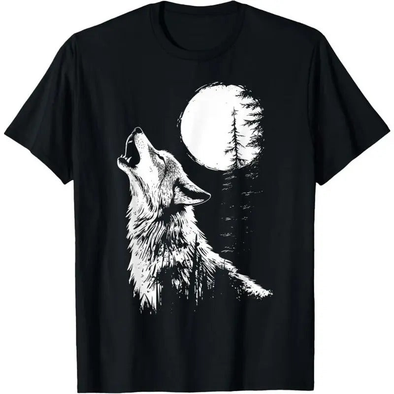 Graphic Tee Wolf Howling Moon Forest Nature Wildlife Animal T-Shirt Hoodie, Sweatshirt | UrbanDripWear.com