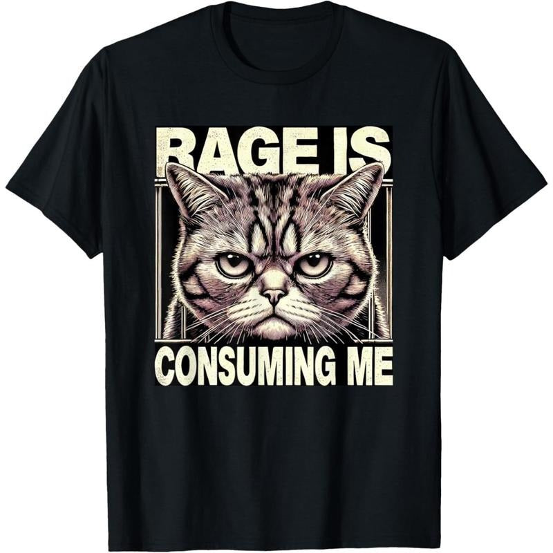 Graphic Tee Women Men Rage Is Consuming Me Funny Cat Meme T-Shirt made in usa Hoodie, Sweatshirt | UrbanDripWear.com