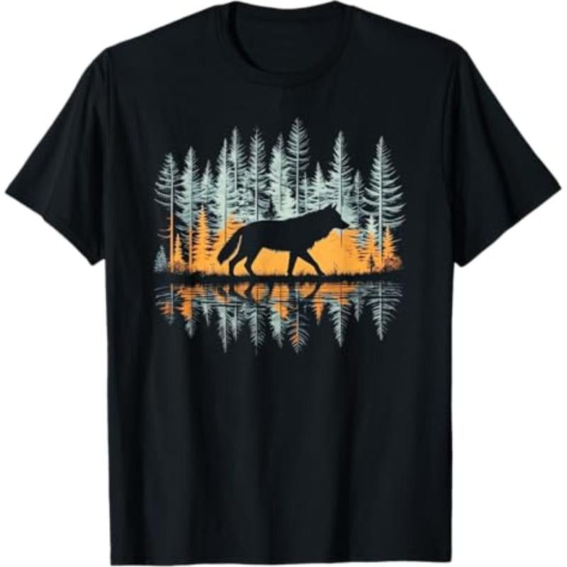 Graphic Wolf Nature T-Shirt - Unisex-Adults & Kids, Black, Small, Short Sleeve Comfy Menswear Hoodie, Sweatshirt