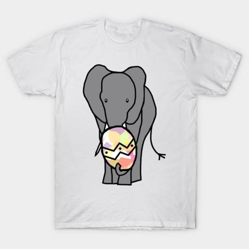 Gray Elephant Holding Big Easter Egg T-Shirt Hoodie, Sweatshirt | UrbanDripWear.com