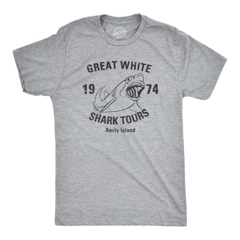 Great White Shark Tours T-Shirt Vintage Movie Boating Shirts Fishing Tees Mens Funny T Shirts Cool Tees Soft Stylish...