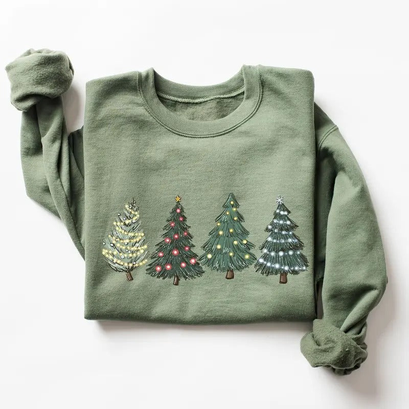 Green Tree Christmas Sweater, Christmas Sweater, Christmas Crewneck, Christmas Tree Sweatshirt, Holiday Sweaters for...