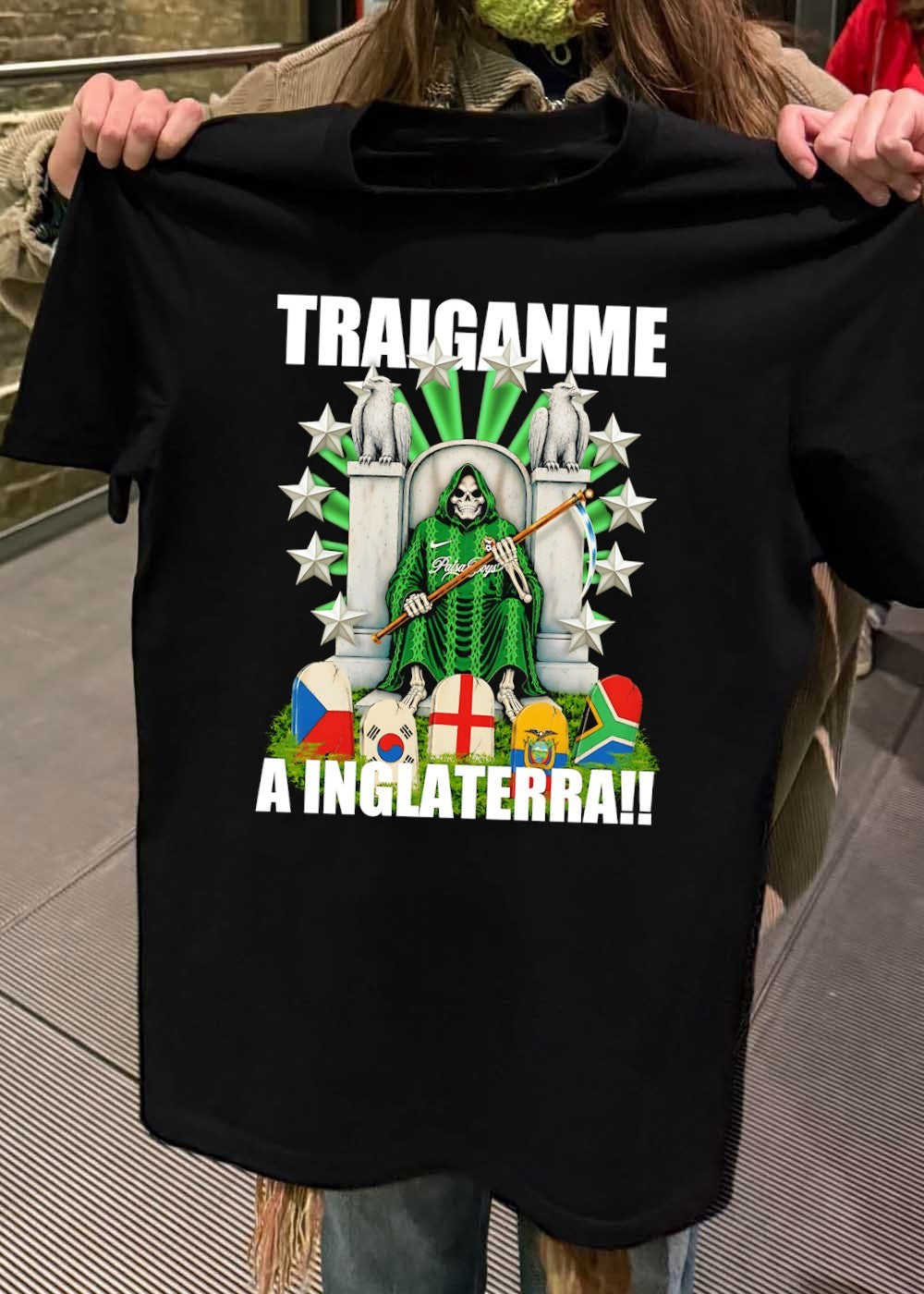 Grim Reaper Soccer Art Traiganme a Inglaterra Patsa Boys T-Shirt