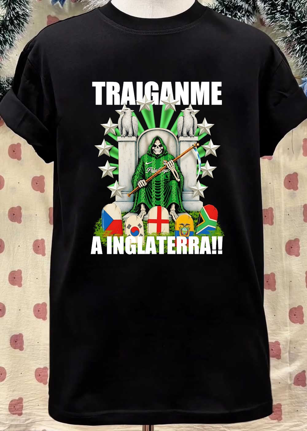 Grim Reaper Soccer Art Traiganme a Inglaterra Patsa Boys T-Shirt