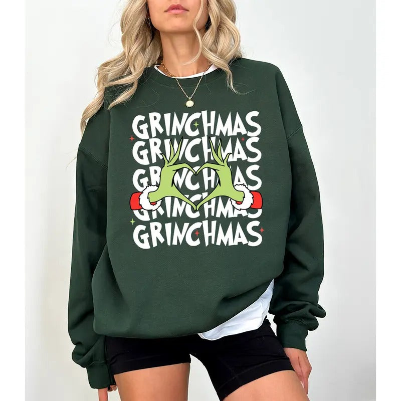 Grinchmas Christmas Tree Sweatshirt, Christmas Tree Shirt, Holidays Gifts, Merry Christmas 2024 Sweatshirt, Holiday...