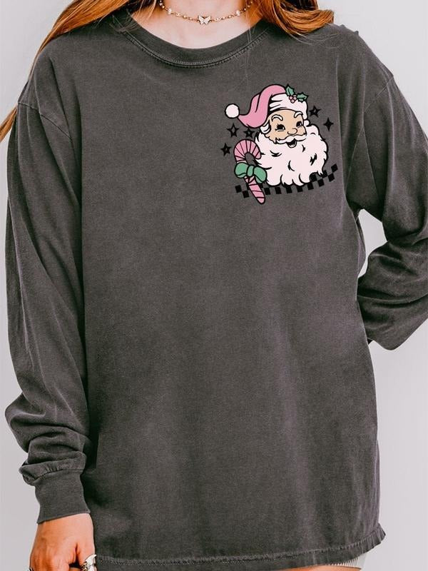 Groovy Merry Christmas Front & Back Design Comfort Colors Heavyweight Long T-Shirt Hoodie, Sweatshirt | UrbanDripWear.com