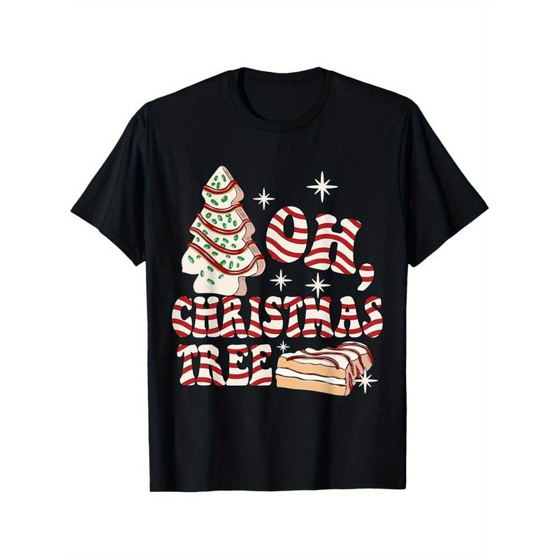 Groovy Retro Christmas Tree Cake T-Shirt for Men