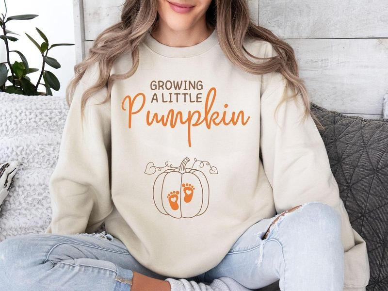 Growing A Little Pumpkin Shirt,Fall Maternity Sweatshirt,Pregnancy Thanksgiving Shirt,Fall Pregnancy Announcement...