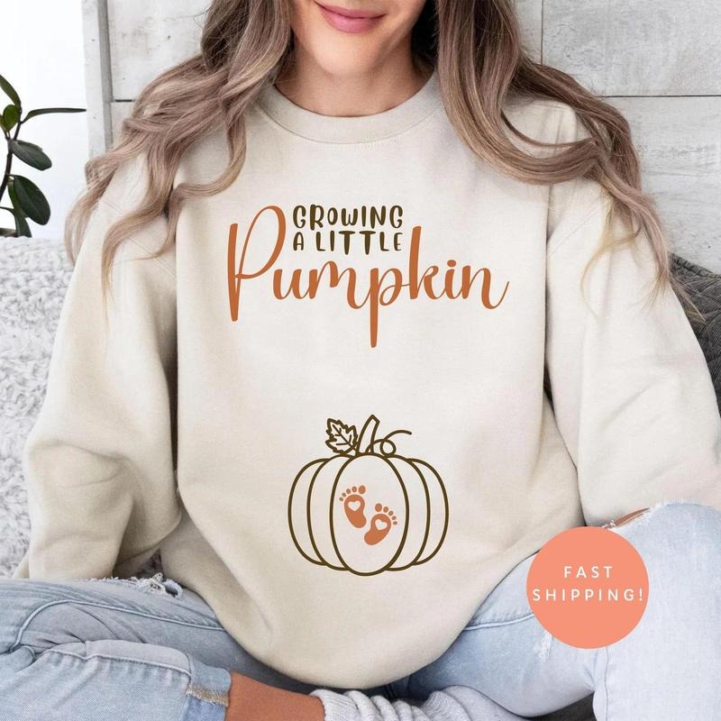 Growing A Little Pumpkin Sweatshirt, Fall Pregnancy Announcement, Maternity Thanksgiving Sweater, Baby Reveal Gift, Mom...