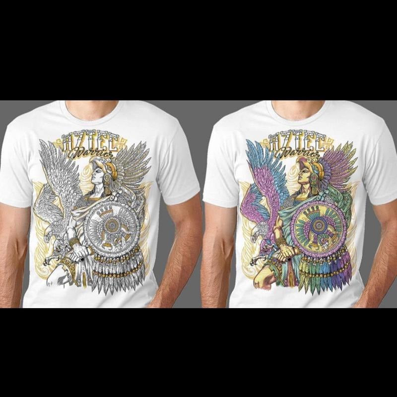 Guerrero azteca 1 T-shirts White Cotton Slim-fitting Menswear Hoodie, Sweatshirt | UrbanDripWear.com
