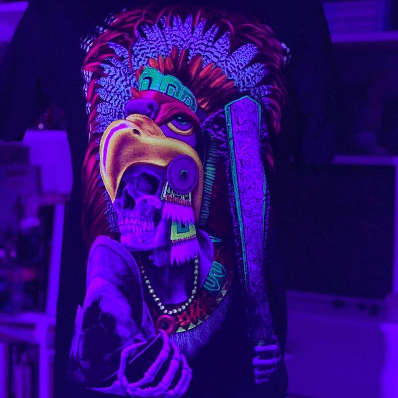 Guerrero azteca calavera T-shirt Black Cotton Hoodie, Sweatshirt | UrbanDripWear.com