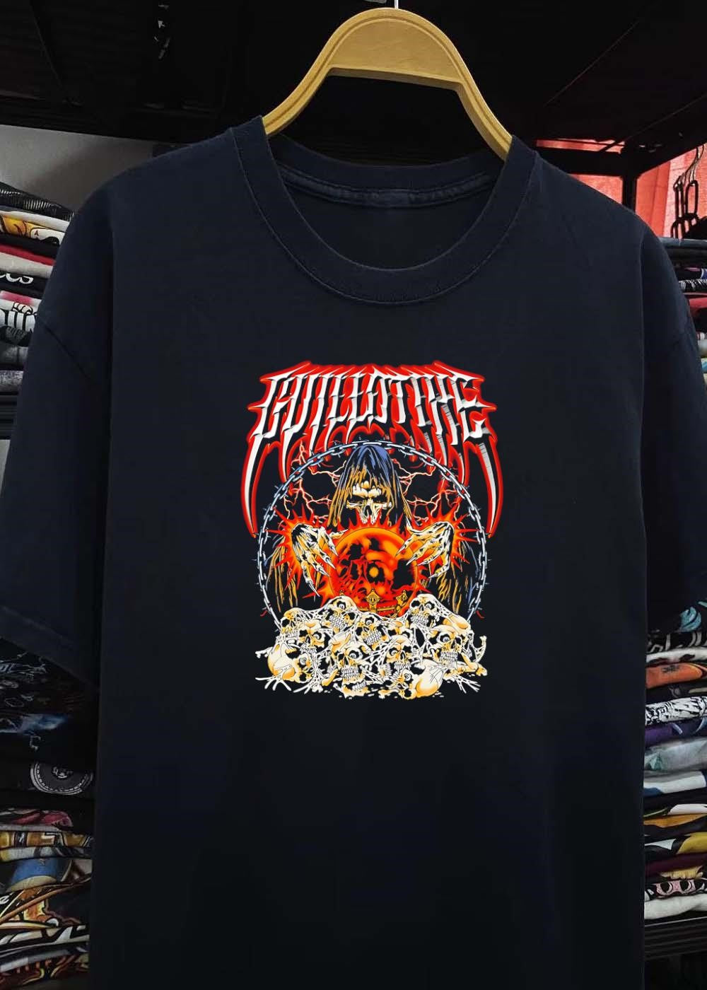 Guillotine Grim Reaper Holding Crystal Ball Skulls shirt