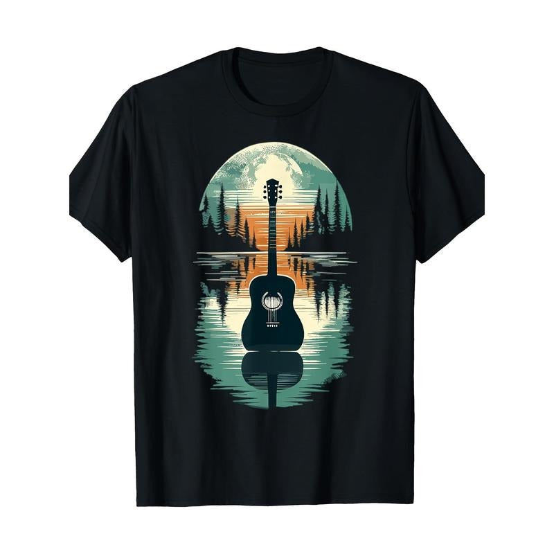Guitar Lake Shadow Guitar Musician 100% cotton T-shirt Made in USA Hoodie, Sweatshirt | UrbanDripWear.com