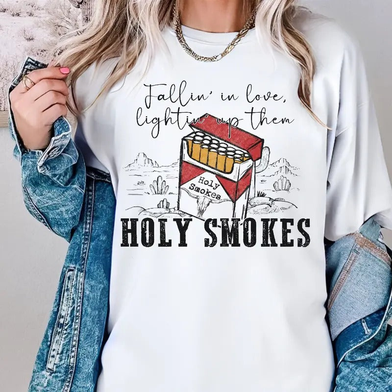 H0ly Sm0kes ZB Graphic Tee, Concert Outfit, Western Vibe, Country Music Top, Unisex Long Sleeve Crewneck Shirt Hoodie,...