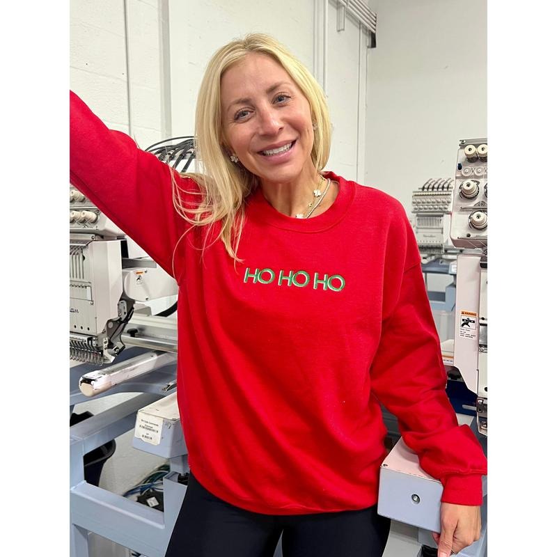 HO HO HO Embroidered Sweatshirt T-Shirts, Hoodie | UrbanDripWear.com