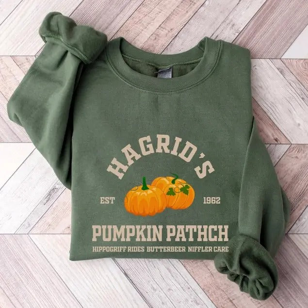 Hagrid's Pumpkin Farm Unisex Shirt, Pumpkin Patch Shirt, Book Nerd Shirt, Wizard Magic Hoodie Womenswear Casual Cotton...