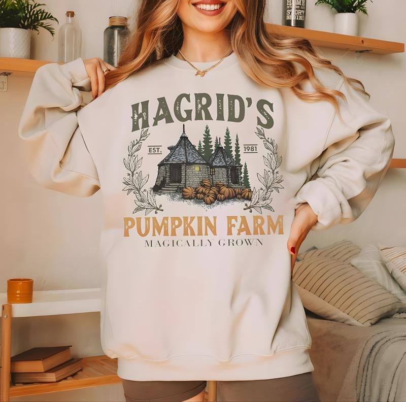 Hagrid's Pumpkin Patch Shirt - Sweatshirt - Hoodie, Vintage Fall Shirt, Retro Halloween T-Shirt, Pumpkin Patch...