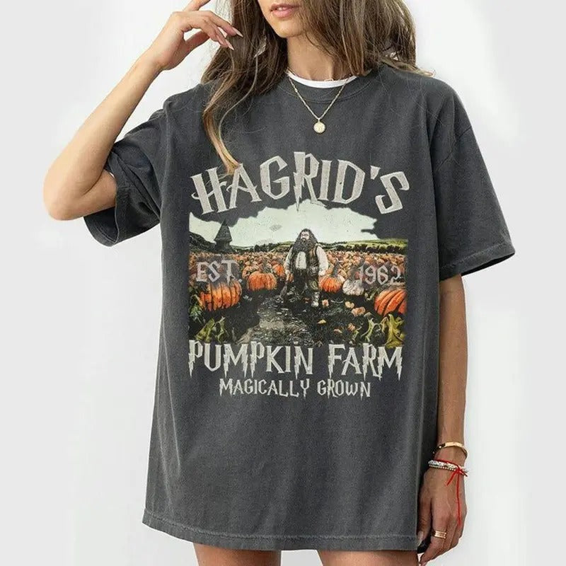 Hagrids Pumpkin Farm Shirt Magically Grown, Fall Pumpkin Patch Potterhead Shirt Wizard School HP Fan Gift Shirt Cotton...