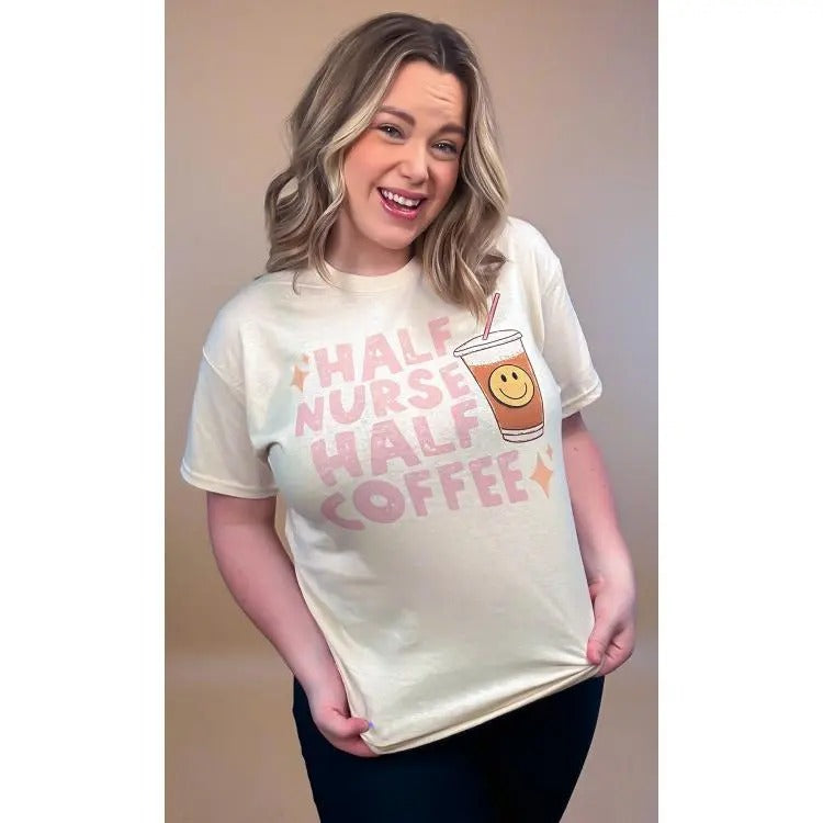 Half Nurse Half Coffee Graphic T-Shirt Hoodie, Sweatshirt | UrbanDripWear.com