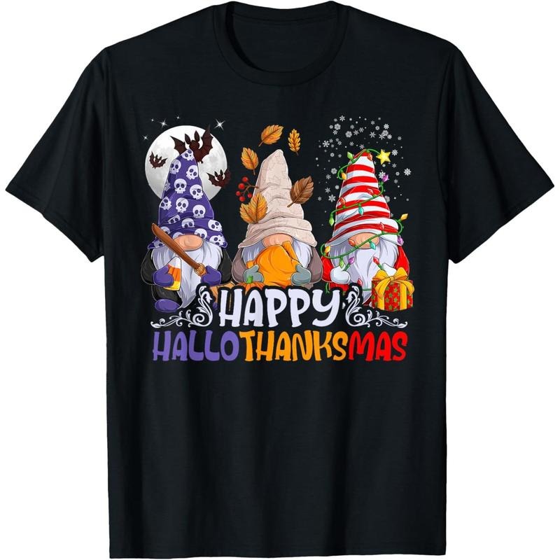 HalloThanksMas Gnomes Halloween Thanksgiving Christmas Happy T-Shirtmade in us T-Shirts, Hoodie, Sweatshirt