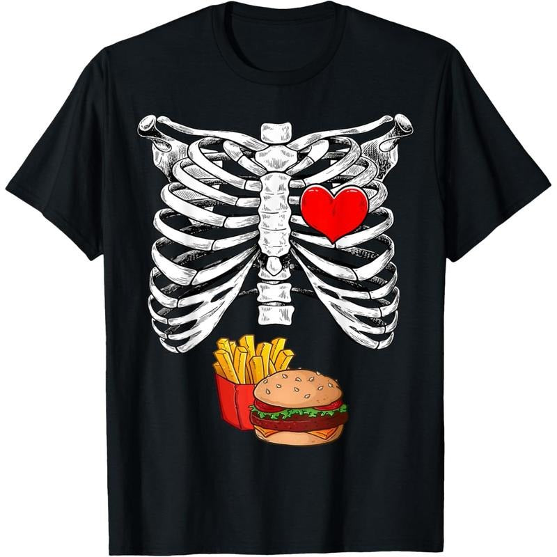 Halloween Dad Skeleton Pregnancy Hamburger Fries Xray Funny T-Shirt made in usa Hoodie, Sweatshirt | UrbanDripWear.com