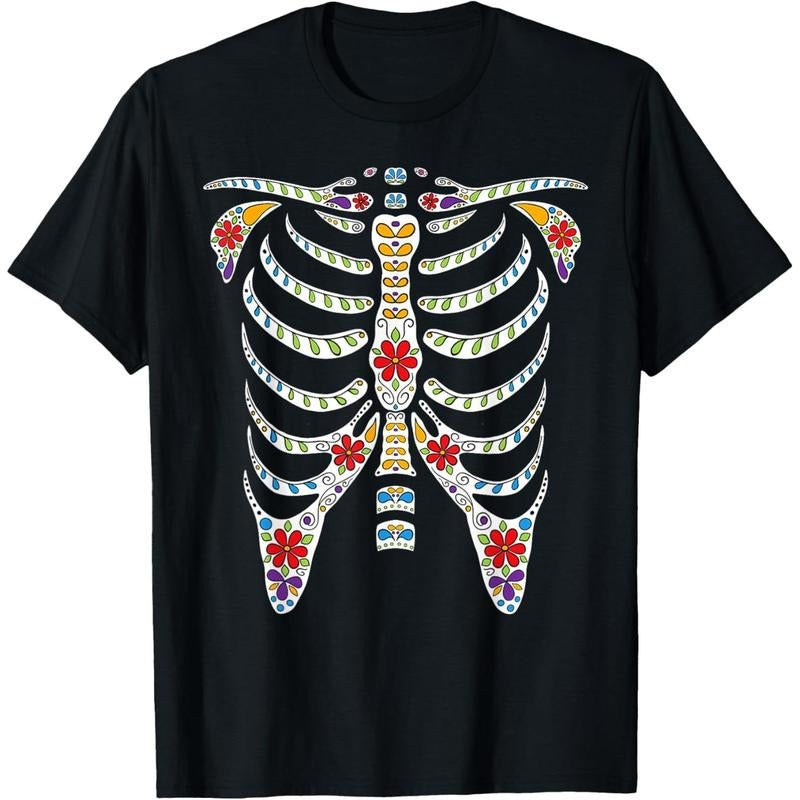Halloween Day of Dead Skeleton Flowers Decorated T-Shirt made in usa Hoodie, Sweatshirt | UrbanDripWear.com