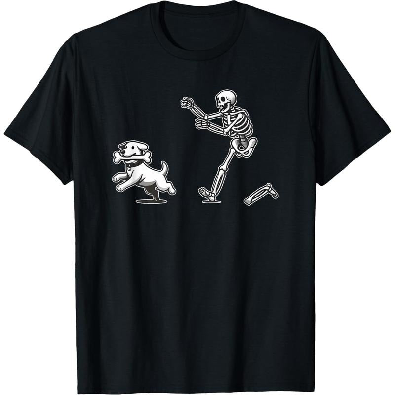 Halloween Dog, Funny Skeleton, Skeleton Chasing Dog T-Shirt made in usa Hoodie, Sweatshirt | UrbanDripWear.com
