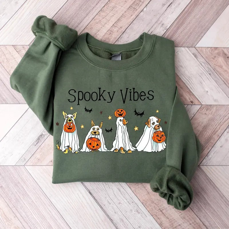 Halloween Ghost Dog Sweatshirt, Halloween Sweater, Ghost Sweatshirt, Halloween Dog Sweatshirt, Ghost Dog Shirt, Retro...
