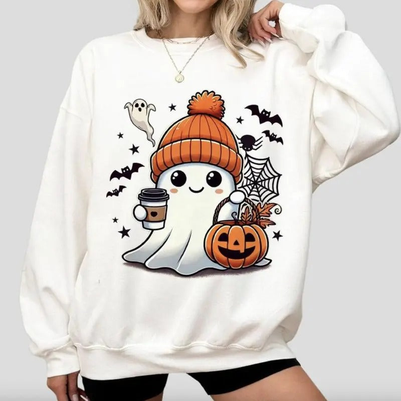 Halloween Ghost Sweatshirt - Shirt - Hoodie, Cute Ghost Sweatshirt, Halloween T-shirt, Cute Fall Shirt, Spooky Season...
