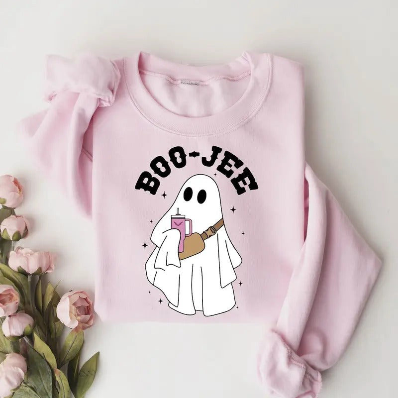 Halloween Ghost Sweatshirt, Boo Jee Shirt, Boo Shirt, Spooky Ghost Hoodie, Spooky Season Ghost Sweater Cotton