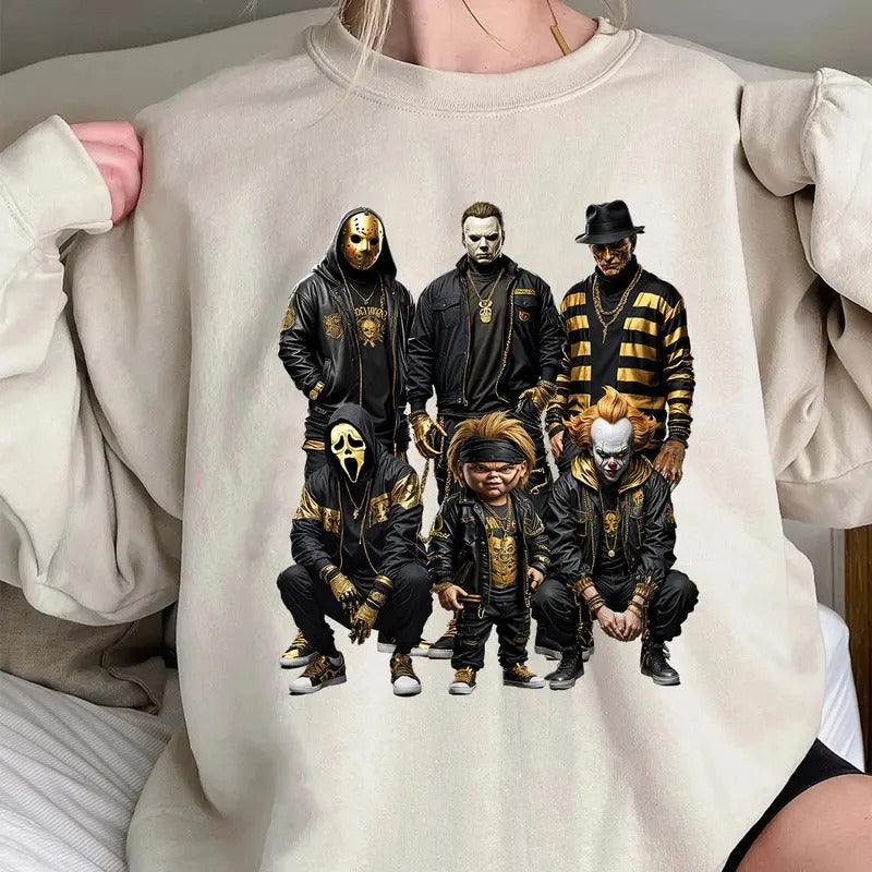 Halloween Horror Characters Shirt, Halloween Graphic Tee Shirt Comfort Cotton Hoodie, Sweatshirt | UrbanDripWear.com
