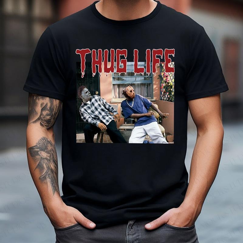 Halloween Horror Characters THUG LIFE Shirt, Friday Meme Shirt Hoodie, Sweatshirt | UrbanDripWear.com