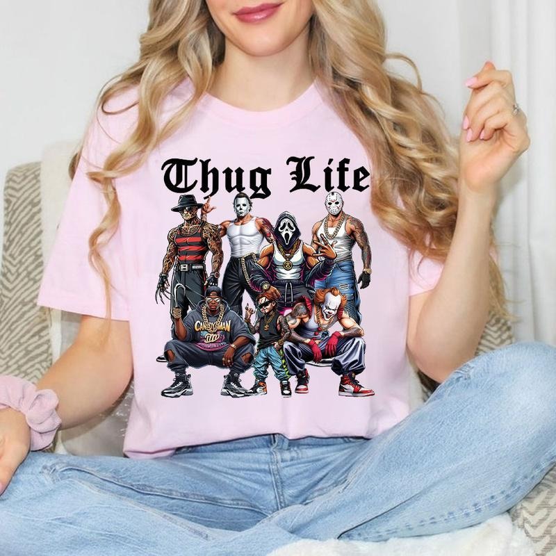 Halloween Horror Characters THUG LIFE Shirt, Halloween ThugLife Shirt, Funny Halloween Shirt Hoodie, Sweatshirt