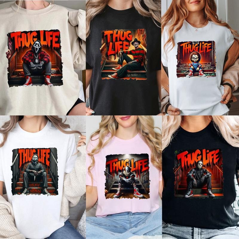 Halloween Horror Characters ThugLife, Horror Characters TShirt, Every Characters Tee Shirt Hoodie, Sweatshirt