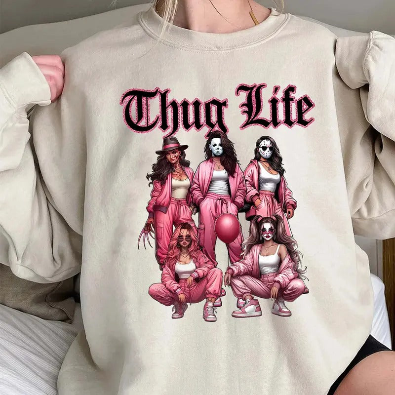 Halloween Lady ThugLife Horror Characters Shirt Hoodie, Sweatshirt | UrbanDripWear.com