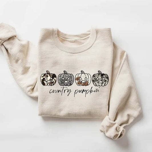 Halloween Leopard Pumpkin Sweatshirt, Country Pumpkin Halloween Shirt, Halloween Sweatshirt, Country Pumpkin Western Fall Sweatshirt, Fall Halloween Gift Shirt