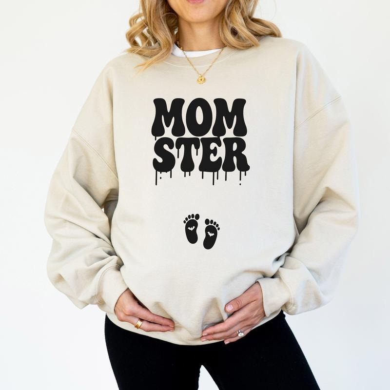 Halloween Maternity Sweashirt for Pregnancy Announcement, Maternity Tshirt Halloween Fall Pregnancy, Momster Shirt for...