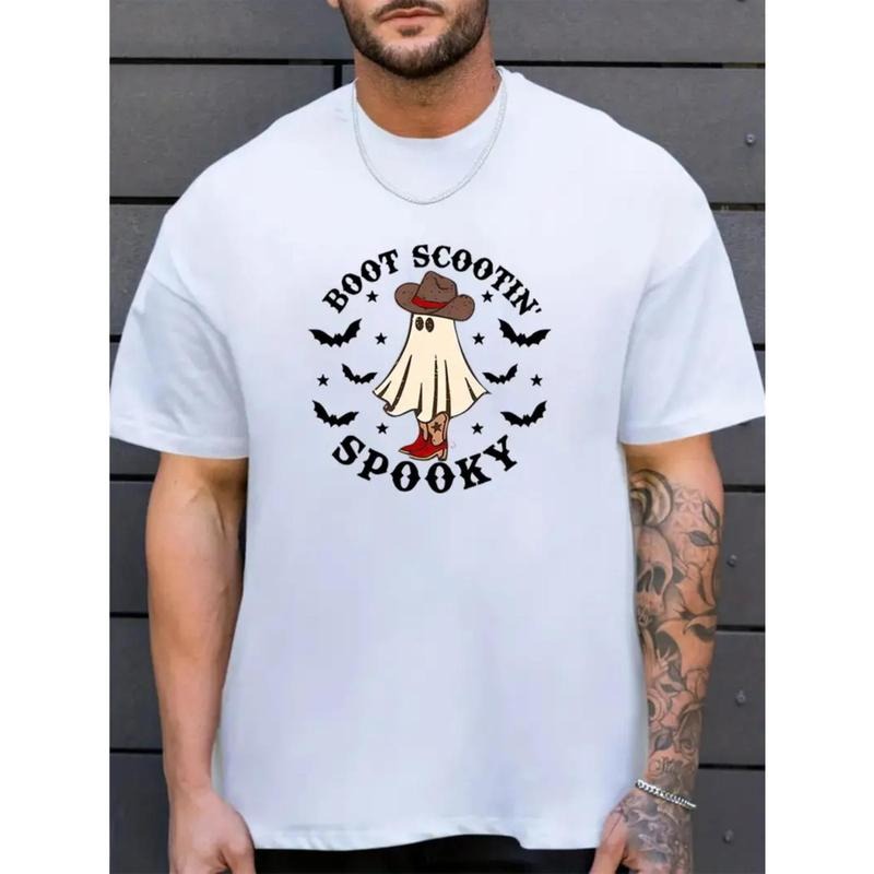 Halloween Men's Printed T-Shirt, Stylish Short Sleeve Cotton T-Shirt, Breathable and Moisture Absorbing, Casual Summer...