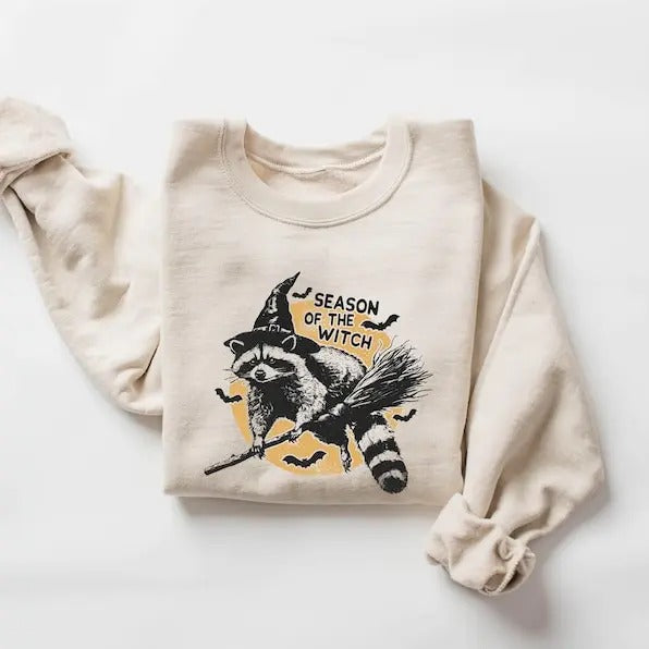 Halloween Raccoon Sweatshirt,Halloween Sweater,Halloweene Sweatshirt,Spooky Season Hoodie,Ghost Sweatshirt,Raccoon Lover ...