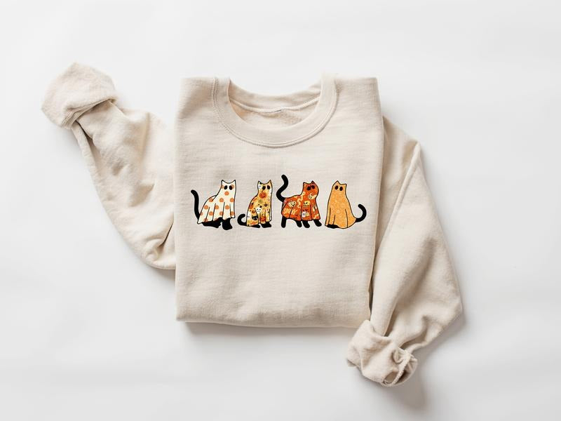 Halloween Shirt Cat Shirt Ghost Shirt Halloween Shirt Halloween Cat Shirt Cat Lover Shirt Black Cat Shirt Spooky Season...