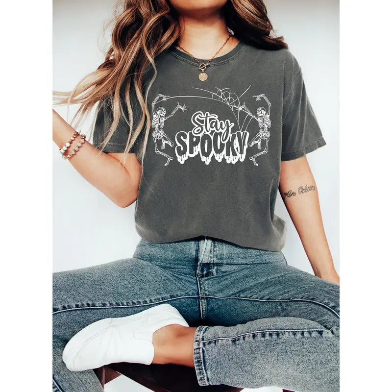 Halloween Shirt Stay Spooky Shirt Halloween Gift Skeleton Halloween Shirt Fall Shirt Halloween 2024 Latarshia Grant...