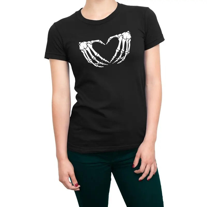 Halloween Skeleton Hand Heart Women's T-Shirt Casual Comfort Hoodie, Sweatshirt | UrbanDripWear.com