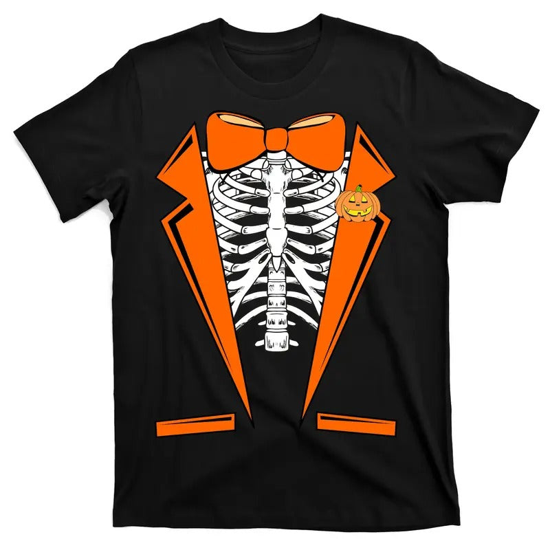 Halloween Skeleton Tuxedo Tux Funny Fun Pumpkin Costume T-Shirt Hoodie, Sweatshirt | UrbanDripWear.com